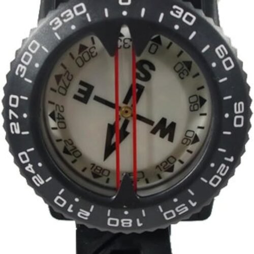 Diving Compass with Wrist/Bungee Mount, Easy-to-Read Underwater Navigation Tool with Rotating Bezel for Scuba Diving