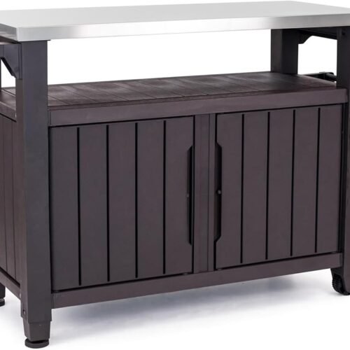 Outdoor BBQ Prep Cart with Wheels