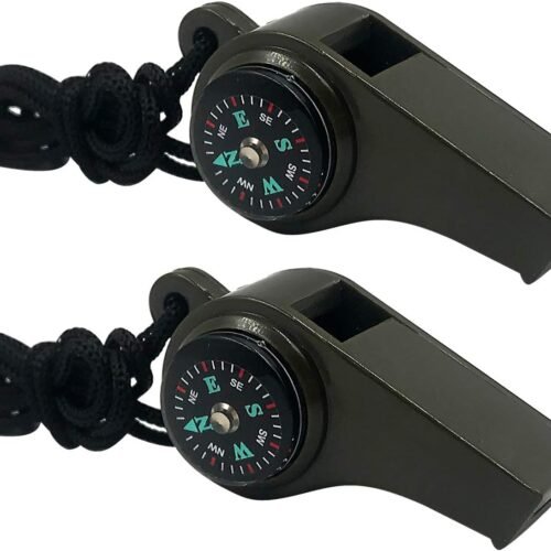 Emergency Survival Whistle 3-in-1 with Compass and Thermometer, Loud Safety Whistle with Lanyard for Outdoor Hiking