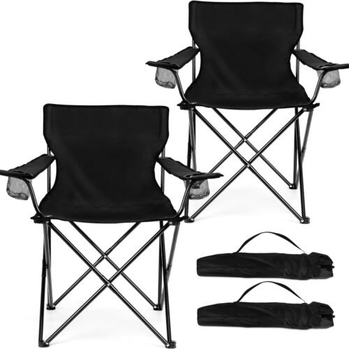 Folding Camping Chair Set, Large Portable Lawn Chair, 275 lbs Load Capacity