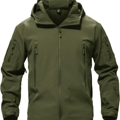 Men's Special Ops Military Tactical Softshell Jacket, Warm Fleece Lined, Rain Hood Coat, Hiking Snowboard