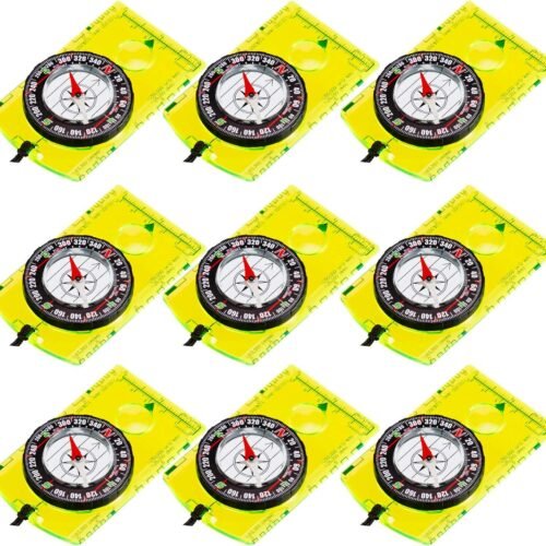 9 Pieces Orienteering Compass Hiking Backpacking Camping Map Reading Outdoor Waterproof Compass for Scout Men Women