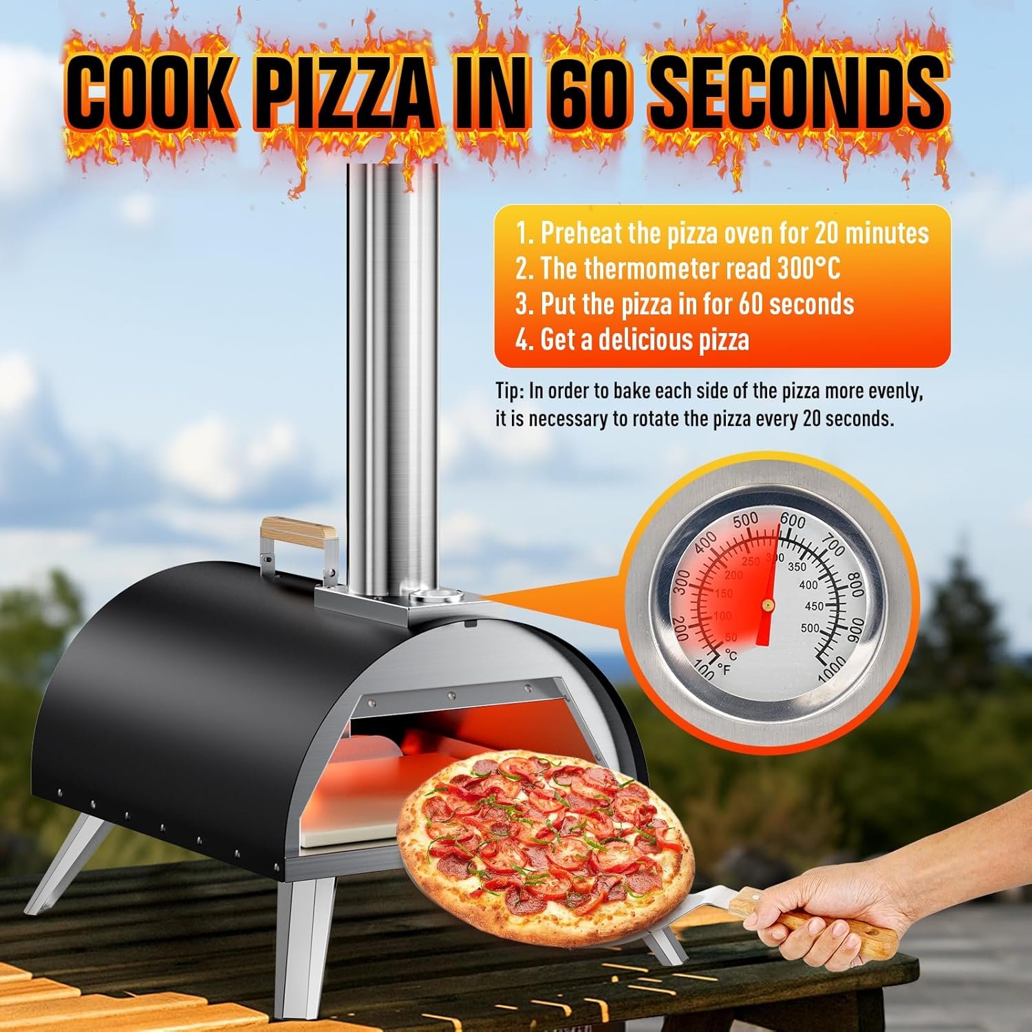 12-Inch 2-Person Outdoor Pizza Oven - Image 2