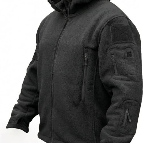 Men's Tactical Jacket, Fleece Lined, Full-Zip Military Hood, Windproof Warm Winter Jacket