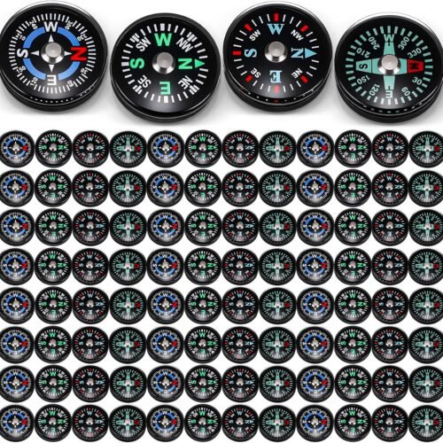 100 Pcs Button Compass Bulk 20mm Mini Survival Pocket Oil Filled for Camping Hiking Boating Touring Outdoor Activities